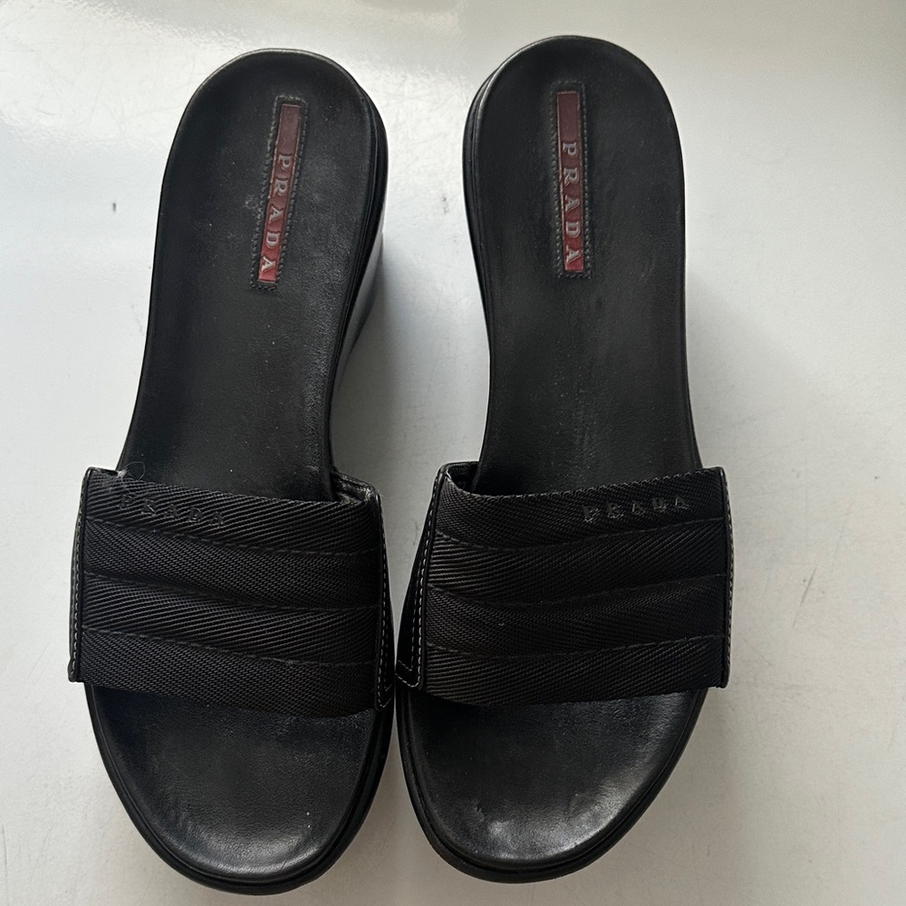 Prada leather platform sandals